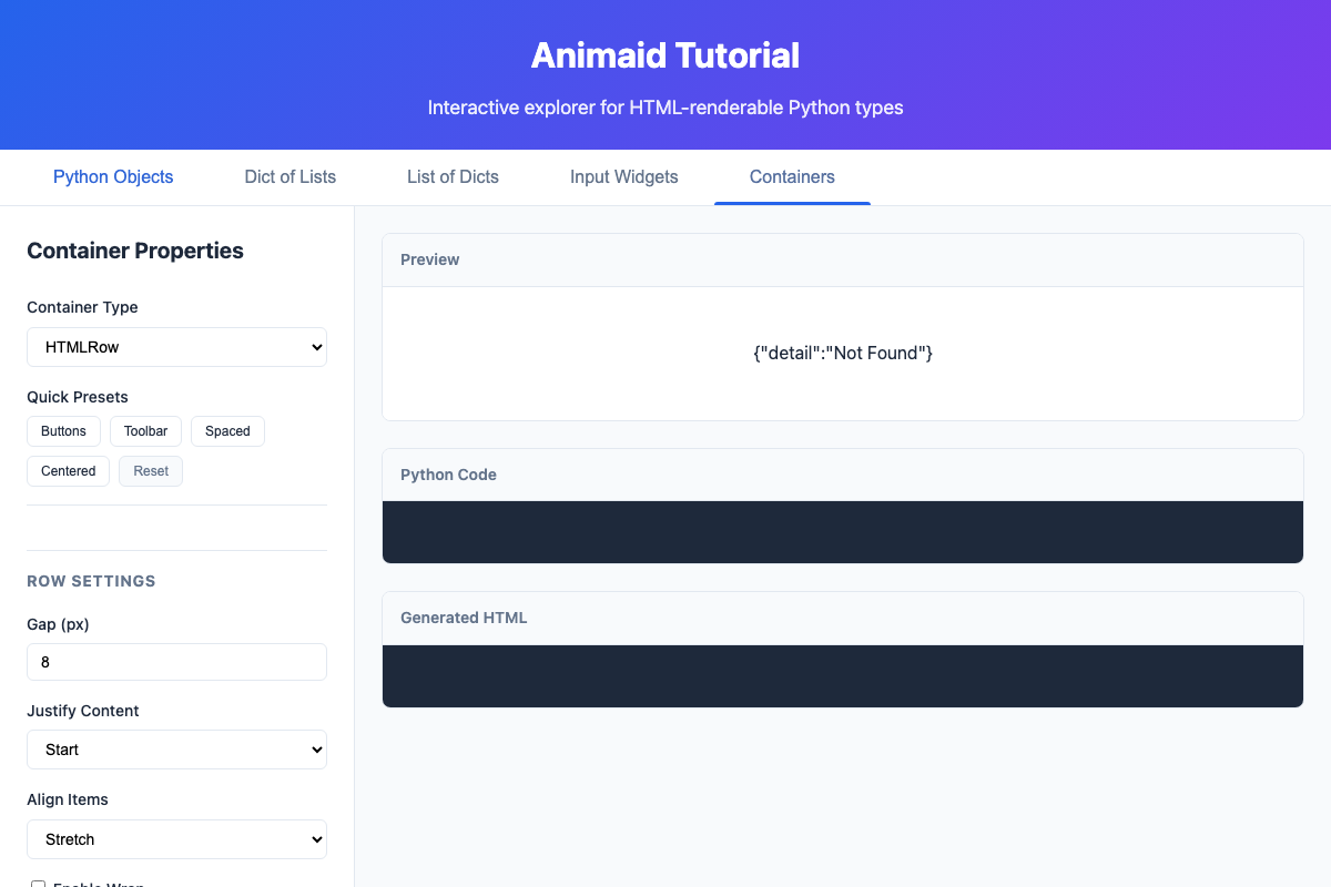 Containers Tab - Card